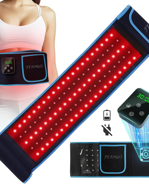 Red Light Therapy, Cordless Red Infrared Light Therapy Belt Rechargeable Wireless for Body Waist Back Knee Joints Pain Relief, Reduce Inflammation, Faster Healing (Upgrade)