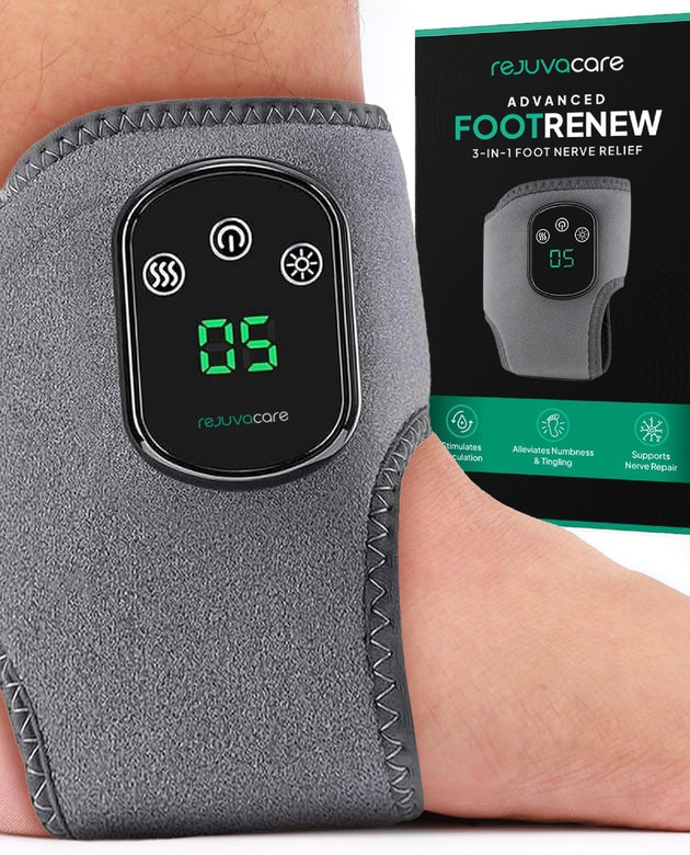 Footrenew Triple Method Massager – the Official - Electric Foot and Ankle Massager Heated Wrap with 3 Vibration Modes and 5 Heat Levels - Cordless Portable Design (1-Piece, 1, Count)